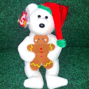 Ty Beanie Baby Goody The Christmas Bear With Gingerbread Man MINT, Vintage, Ret
